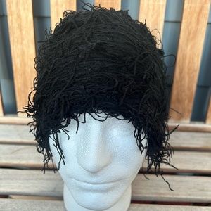 Black Fuzzy Distress Beanie